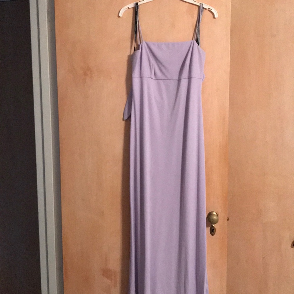 Long lavender spaghetti strap dress